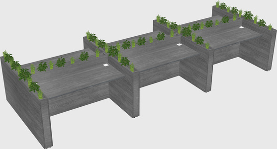 Rectangular shared desk