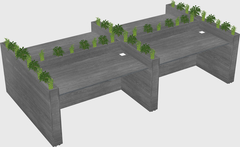 Rectangular shared desk