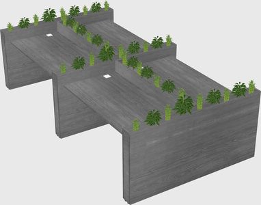 Rectangular shared desk