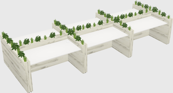 Rectangular shared desk