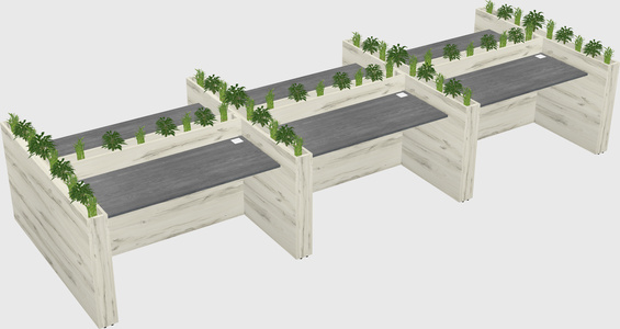 Rectangular shared desk