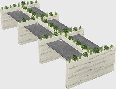 Rectangular shared desk