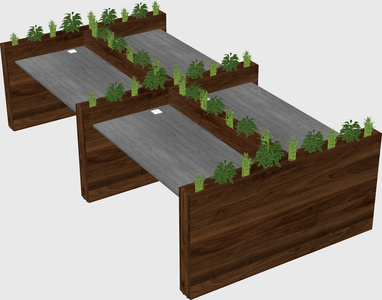 Rectangular shared desk