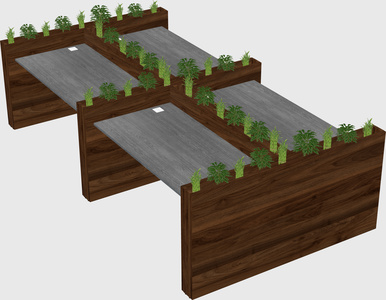 Rectangular shared desk
