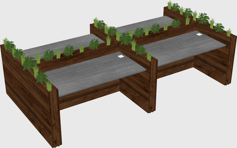 Rectangular shared desk