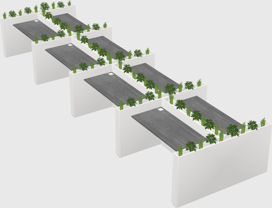 Rectangular shared desk