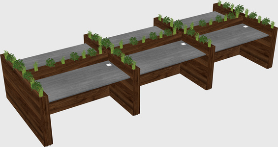 Rectangular shared desk