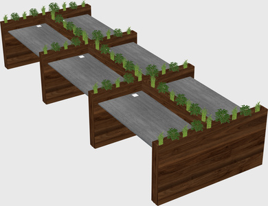 Rectangular shared desk
