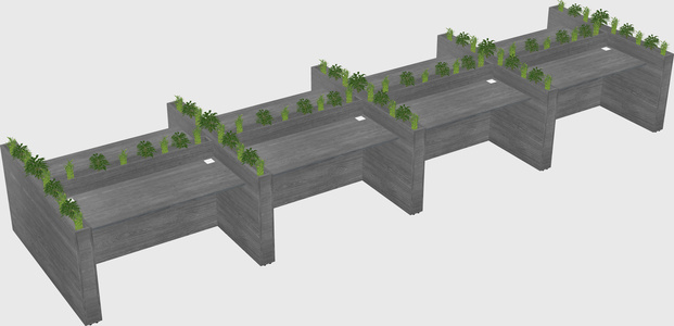 Rectangular shared desk