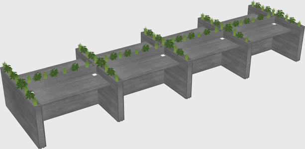 Rectangular shared desk