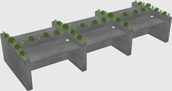 Rectangular shared desk