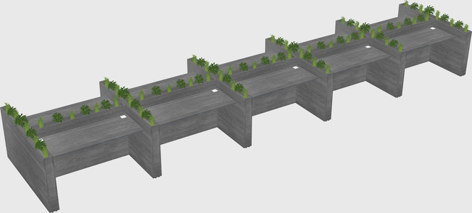 Rectangular shared desk
