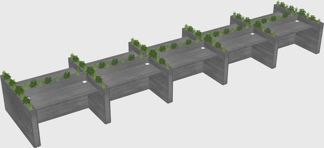 Rectangular shared desk