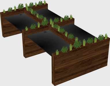 Rectangular shared desk