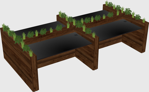 Rectangular shared desk