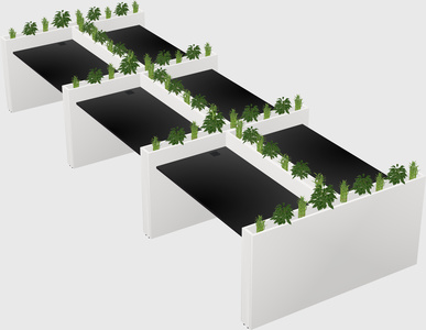 Rectangular shared desk