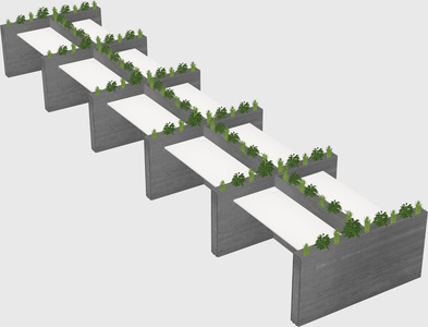 Rectangular shared desk