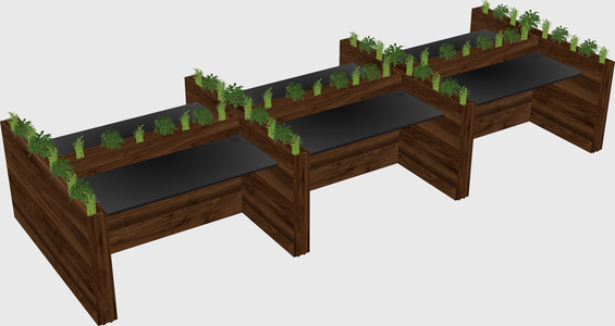 Rectangular shared desk