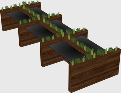Rectangular shared desk