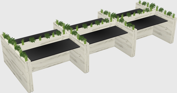 Rectangular shared desk