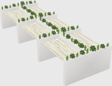 Rectangular shared desk