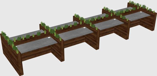 Rectangular shared desk