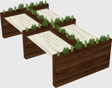 Rectangular shared desk