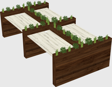 Rectangular shared desk