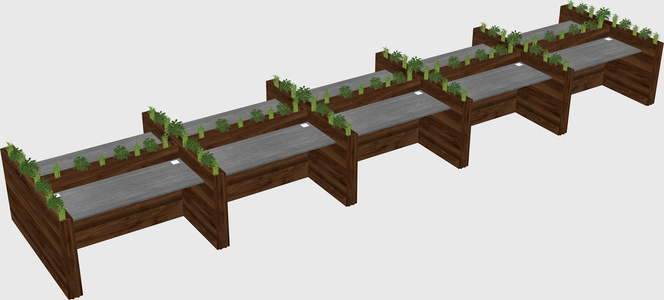 Rectangular shared desk