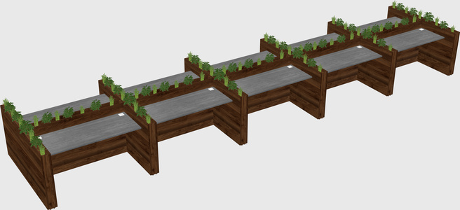 Rectangular shared desk