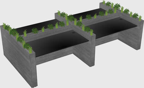 Rectangular shared desk