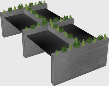 Rectangular shared desk