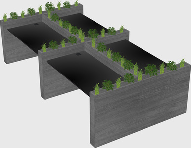 Rectangular shared desk