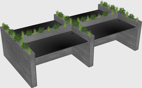 Rectangular shared desk
