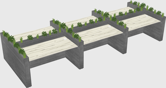 Rectangular shared desk
