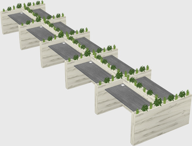 Rectangular shared desk