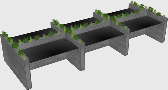 Rectangular shared desk