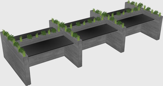 Rectangular shared desk