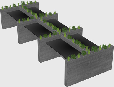 Rectangular shared desk