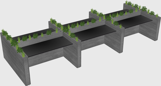 Rectangular shared desk