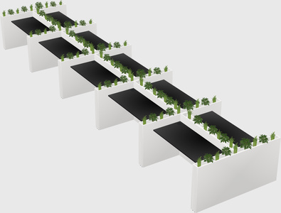 Rectangular shared desk