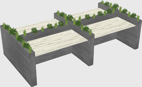 Rectangular shared desk