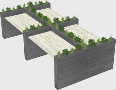 Rectangular shared desk