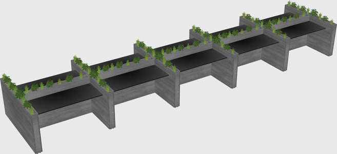 Rectangular shared desk