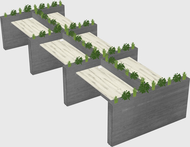 Rectangular shared desk