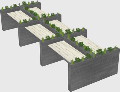Rectangular shared desk