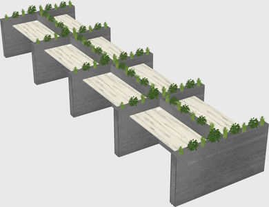 Rectangular shared desk