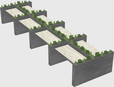 Rectangular shared desk