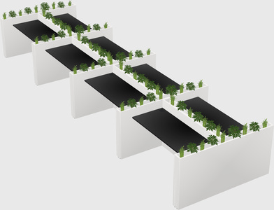 Rectangular shared desk