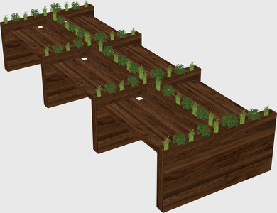 Rectangular shared desk